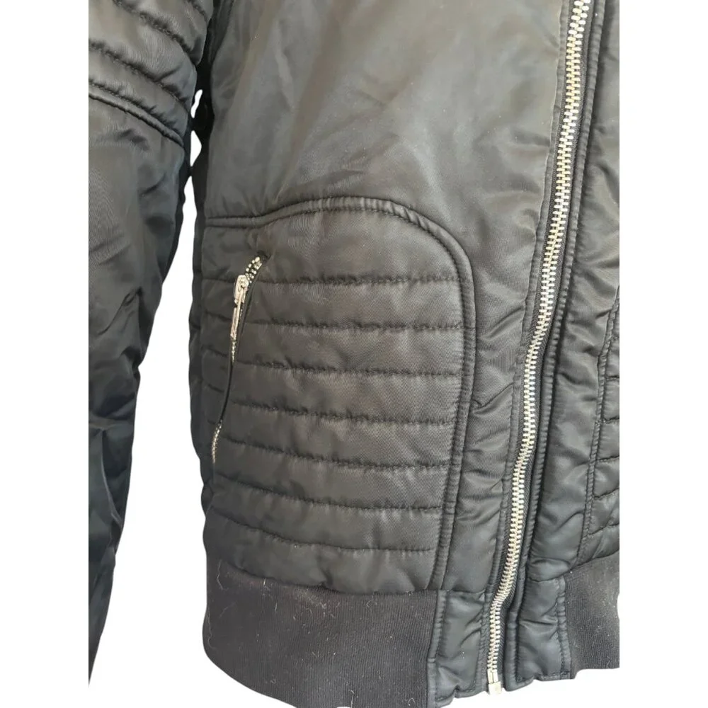 Rebel Minds Women's black puffer coat bomber jacket full zip sz‎ XL EUC